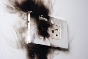 Burned power outlet