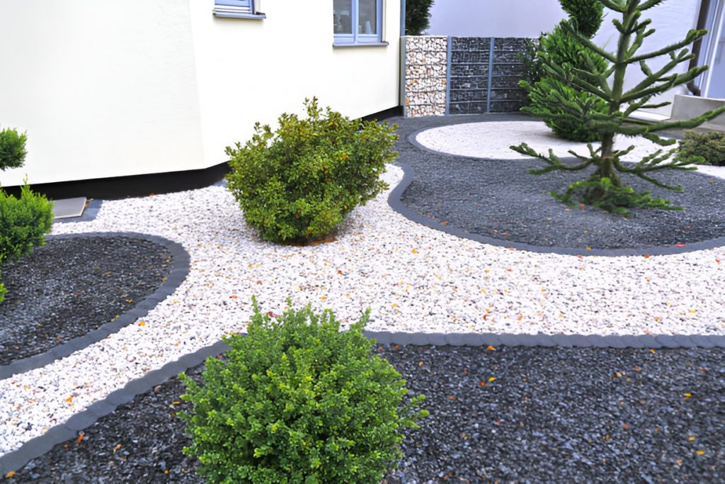 front garden decorated with gravel